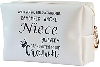 Niece Gifts Leather Cosmetic Bag -Niece Gift from Auntie Uncle - Inspirational Gifts for Niece Teen Girls Teenage Girls,Inspirational Makeup Bag Gift,Gift for Christmas Birthday