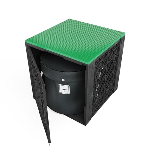 UbeCube CratePlay Storage Kit for Building Blocks, Includes Crate, Topper and Bag, Black Crate, Gray Topper (Black Crate - Green Topper)