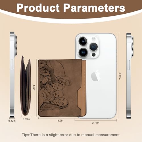 Father's Day Gift from Wife Daughter, Personalized Photo Wallet for Men, Custom Photo ＆ 1-5 Initials, Birthday Gift for Husband Dad (Fist-Dark Brown)3