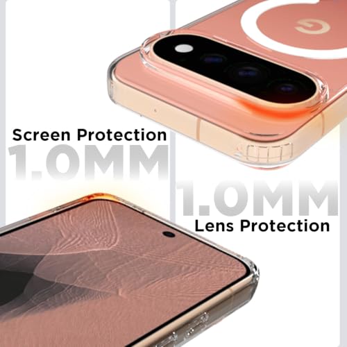Image of RIGGEAR Shockproof Clear Hybrid Armor Magnetic Back Cover Case Compatible with MagSafe Accessories for Google Pixel 11 / Pixel 11 Pro (Transparent PC and TPU Bumper)