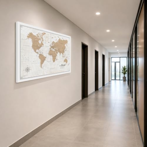 Image of IPIC Vintage World Maps for Wall, World Map Canvas, Total Size 42x28 in