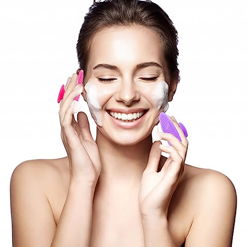Pacote com 4 esfregões faciais, escova de limpeza facial de silicone macio, esfoliante facial, cravo