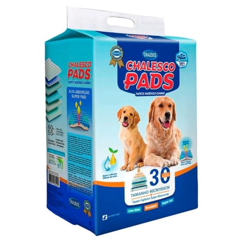 Tapete Higiênico Chalesco Pads para Cães 60 x 55 cm – Alta Absorção, Controle de Odores e Base Impermeável | 30 Unidades