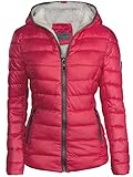 S'West Damen Winter Jacke GEFÜTTERT KURZ STEPP DAUNEN Optik Kapuze Skijacke WARM New, Farbe:Rot, Größe:L