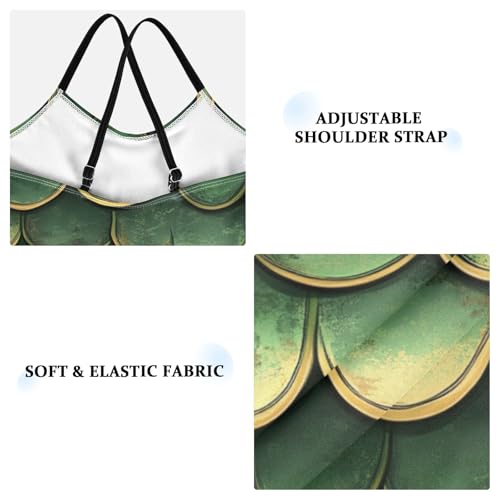 ALAZA Vintage Green Dragon Scale Girl’s Swimsuits Bathing Suit One Piece Beach Swimwear3