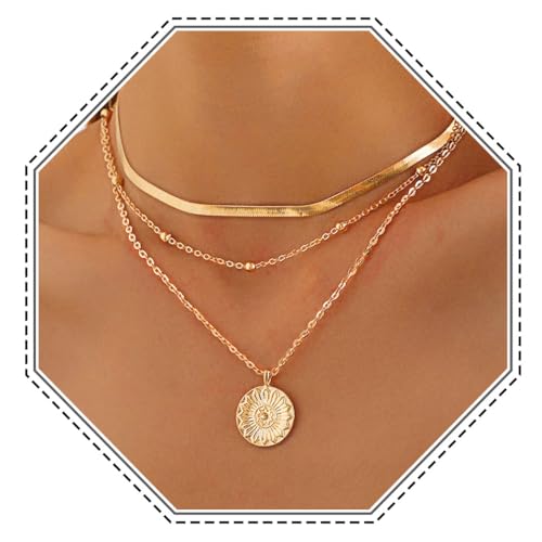 Jovono Boho Layered halsband kedjor guld...