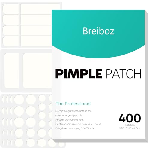 Pimple Patches for Face, Hydrocolloid Patches Invisible Acne Patches Pimple Stickers for Covering Zits, Blemishes and Breakouts with Tea Tree, Salicylic Acid &amp; Cica Oil | 7 Size 400 Counts
