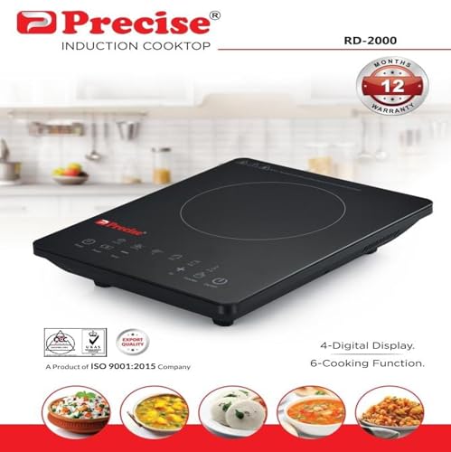Image of Precise RD 2000 Induction Cooktop with A Grade Crystal plate | 2000W | Touch button control | Indian Cooking | BIS Standard | 1 year warranty