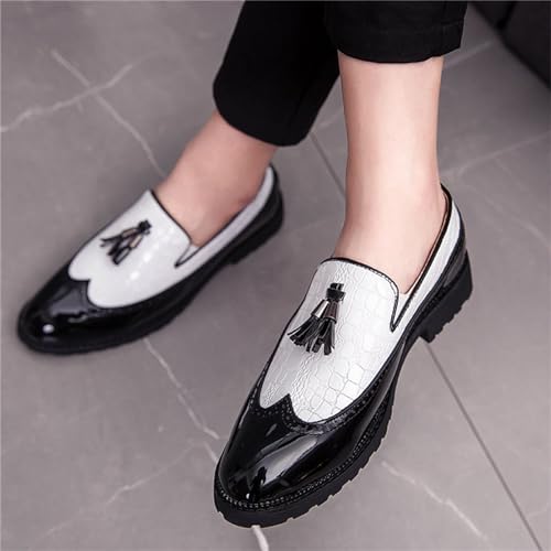 Men's Vintage Leather Wingtip Tassel Brogue Slip-On Dress Loafers Fashion Low-Top Breathable Smoking Formal Shoes Comfort Non-Slip Business Wedding Party Shoes4