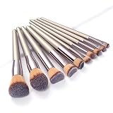 JinEamy-de Make-up-Bürsten-Satz-Augen-Schatten-Applikator Foundation Powder Blush Lidschatten Concealer Lippen Augen-Make up-Pinsel Kosmetik Beauty-Tools (Handle Color : Champagne Gold)