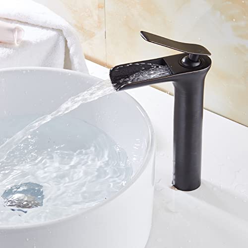 Robinet cascade salle de bain noir mitigeur monocommande eau chaud froid