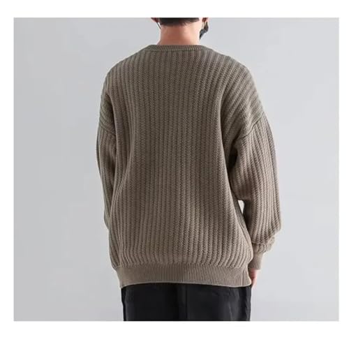 Men Vintage Textured Knit Pullover Casual Solid Color Long Sleeve Sweater Spring Autumn Streetwear Top3