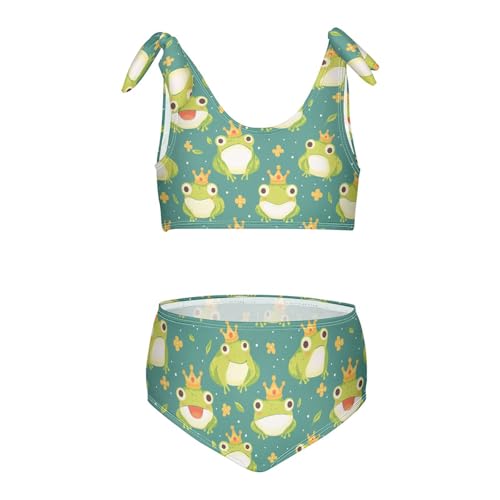 Wusikd Cartoon Frog Flower Girls Swimsuits Two Piece Cute Swimwear Bikini Set for for Girls Size 7-8T