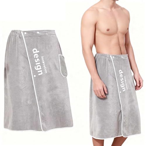 ZHYUAN Paréo de Sauna,140×70cm,Serviette de sauna pour homme,Draps de Bain pour Homme,Serviette de Bain Ajustable élastique avec Fermeture Bouton,Serviette...