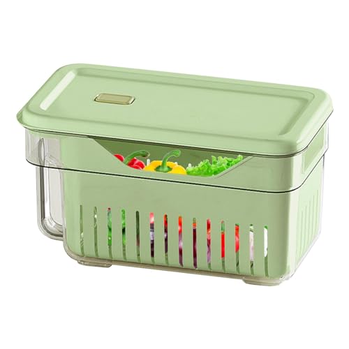 Contenedores de almacenamiento para refrigeradores,Organizadores para refrigeradores | Contenedores de almacenamiento de frutas con asa | Contenedores organizadores de productos con asa y cesta de dre