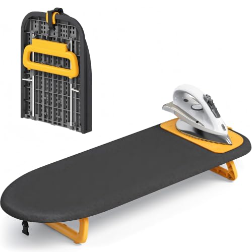 Tragbares Bügelbrett Für Den Tisch Mit Bügelunterlage Faltbares Mini-Bügelbrett Platzsparend Für Reise & Wohnheim (30×81 cm Schwarz)