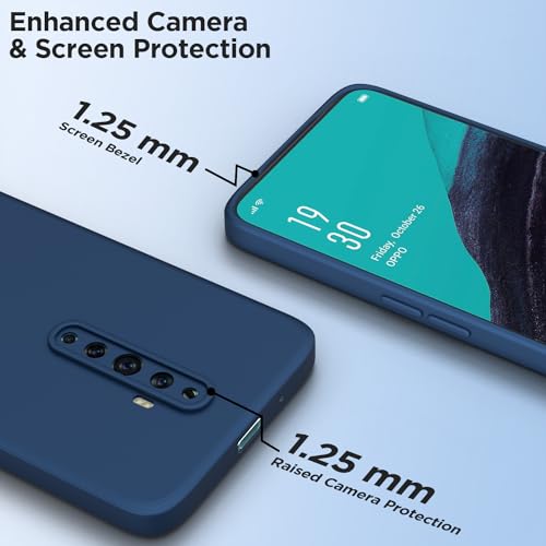 Image of Outlouders Back Cover for Oppo Reno 2f / 2Z | Camera Protection | Durable Soft Matte Silicone Bumper Case (Blue)