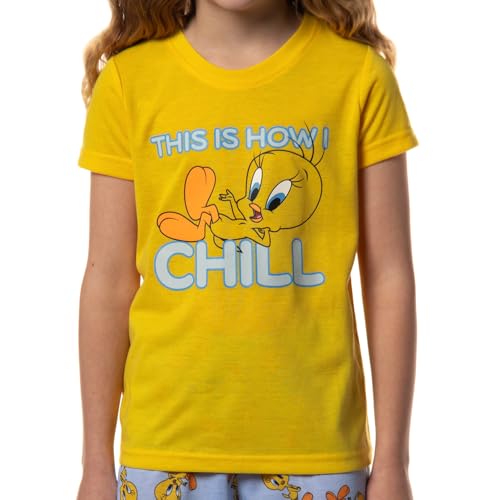 Looney Tunes Girls' This Is How I Chill Tossed Tweety Bird 2 Piece Pajama Set3