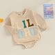 Baby Jungen Herbst Sweatshirt Brüder Matching Sweatshirt LIL/BIG Bro Druck Strampler Sweatshirt Langarm Buchstaben Stickerei Sweatshirt LIL/BIG Bro Brudern Matching Outfit (Beige-B, 0-3 Months)