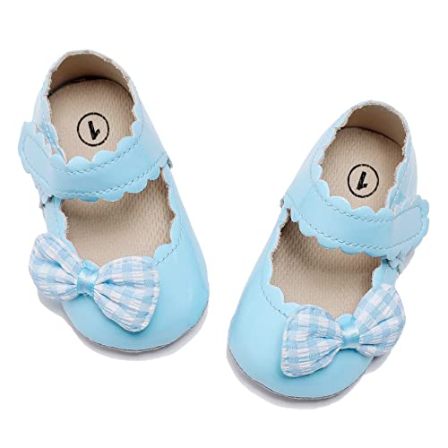 Infant Girls Single Shoes Ruffles Bowknot First Walkers Shoes Toddler Sandals Princess Shoes Infant Boots (Light Blue, 11 Infant)2