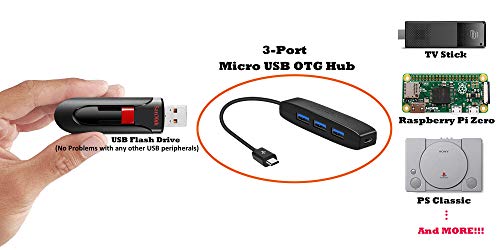 Auvipal 3-Port Micro Usb Otg Hub Adapter (3 Usb Ports + Power Port) For Fire Stick 4K, Playstation Classic, Raspberry Pi Zero, Sega Genesis Mini, S/Nes Classic Mini And More - 2 Pack #TOP1