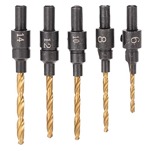 5pcs HSS drill bits set Countersink Drill Cone Bit Set Hex Shank Screw Carpentry Reamer Chamfer Milling #6#8#10#12#14