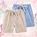 Boys' Fashion Kids Shorts 2 Pack Girls Boys Pants Casual Linen Cotton Short Pant Summer Toddler Cute Soft Comfy Drawstring Baby Clothes Khaki 11-13 Years