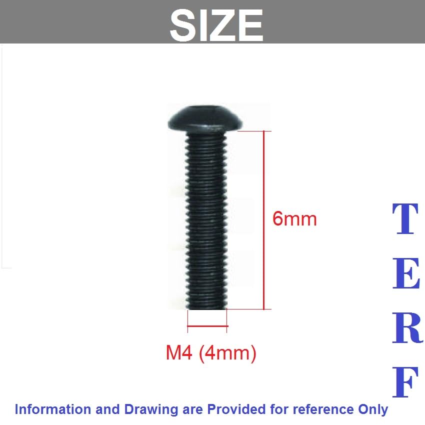 TERF® M4 X 6mm Hex Socket Cap Button Head Machine Screws Self Colour Bolts Black Machine Screw M4 (4mm) X 6mm Allen Key Hexagonal Socket Bolts - Image 3