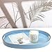 Spsyrine Blue Plastic Serving Tray for Ottoman, Coffee Table, Oval Decorative Tray for Entertaining, Outdoor, Living Room, Home Decor