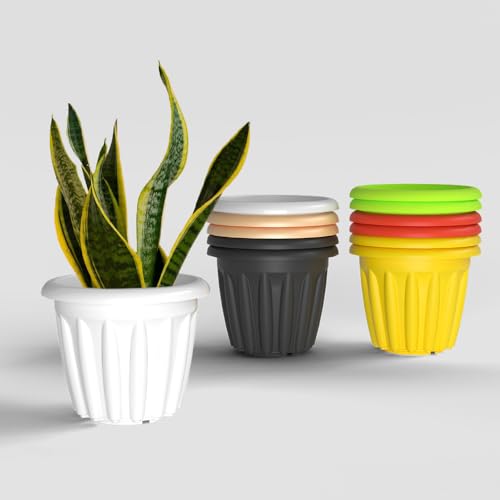 Image of YUCCABE ITALIA SHERA Floot 12 Inch Plastic Flower Pot 12 Piece Set of Round Shape Planter for Home Garden Seedling Planter for pots (Multicolor)