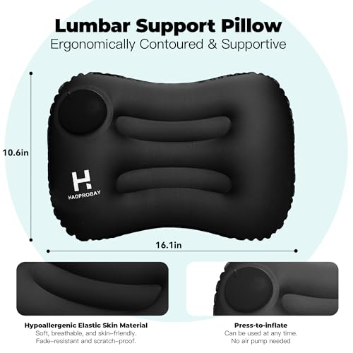 Almohada inflable de viaje con soporte lumbar y accesorios miniatura 4