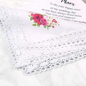 Wedding handkerchief for brides mother mom wedding gift from daughter keepsake hankie for mother  urban country home decor