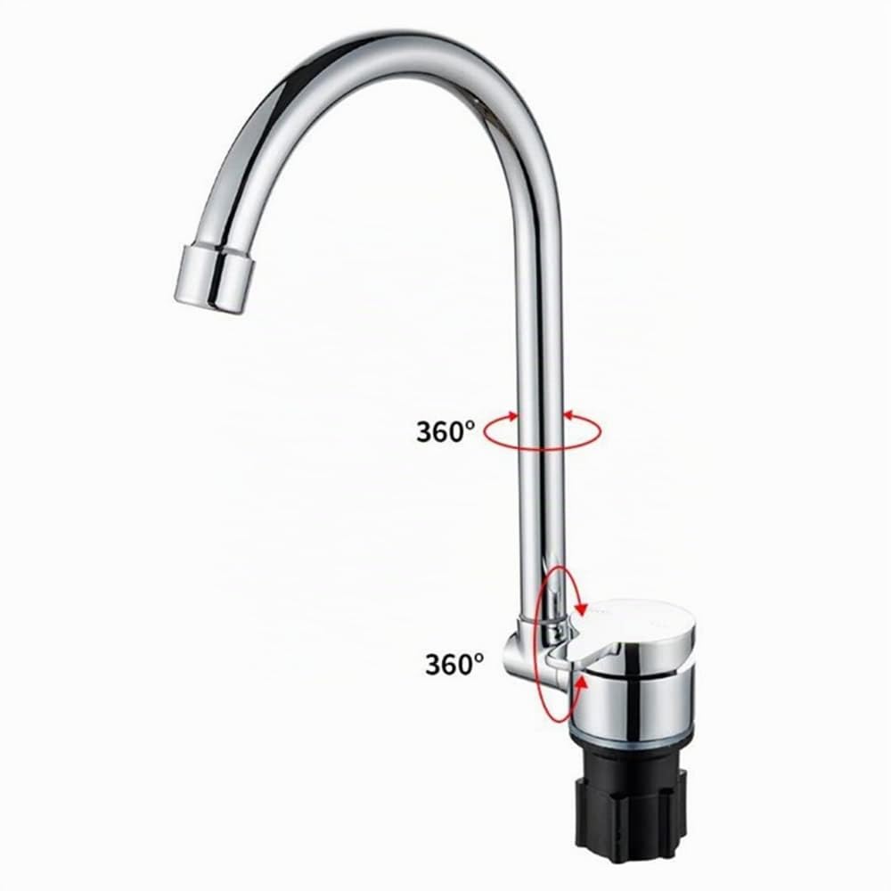 Riloer Rubinetto pieghevole per camper universale per auto, roulotte, camper, girevole a 360°, miscelatore acqua fredda e calda, rubinetto