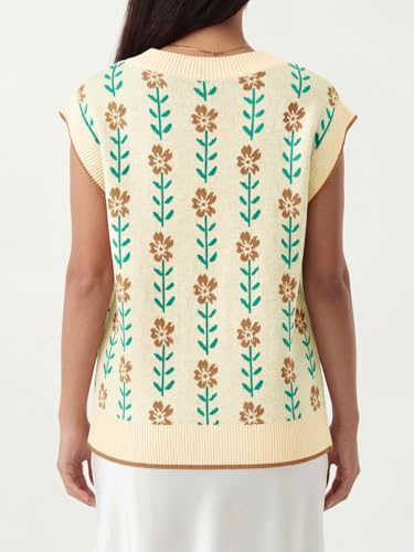 Image of Saodimallsu Womens V Neck Sweater Vest Oversized Ribbed Knit Sleeveless Casual Loose Fit Pullover Tank Top