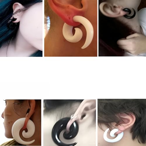 Decentraland 1 Pair Black 10 mm(00 G) Crescent Acrylic Spiral Snail Tapers Plugs Tunnel Ear Stretcher Expander Gauges Stretching Swirl Ears Tunnels Set Twist Plug Body Piercing Jewelry Women - Image 5