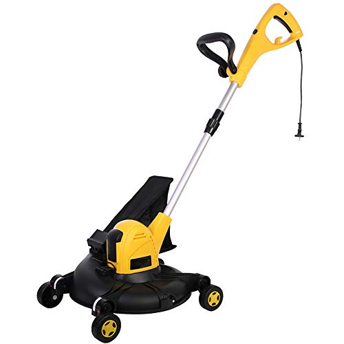 QJJML Small Mower, Rotating Telescopic Handle, Four-Wheel Independent Walking, 5-Speed Height Adjustment,40Mpowercord