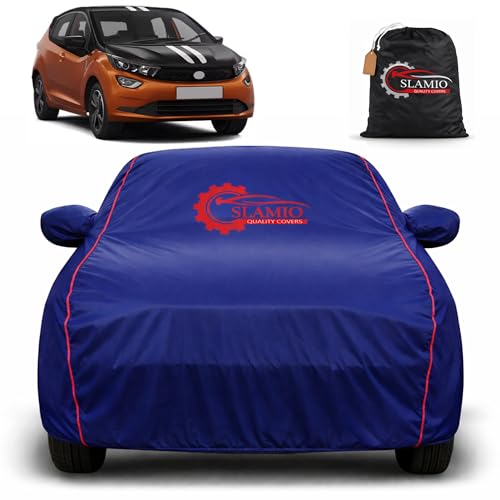 Image of Car Cover for Tata Altroz Racer 2024-2026 | 100% Waterproof Heavy-Duty 3-Layer Car Body Cover | All-Weather Rain, UV, Sun & Dust Protection | Custom Fit | Mirror & Antenna Pockets | Navy Blue