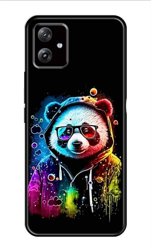 Image of Metal TPU Printed Back Cover for Motorola Moto G54 5G (Multicoloured Panda) 360 Degree Protection | Camera Protection -25092024(AH)