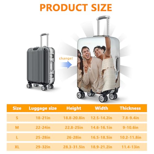 Custom Luggage Cover,Personalized Luggage Cover,Customizable Suitcase Cover With Photo Text Name Logo,Luggage Protector Suitcase Cover For 18-32 Inch Suitcase (High elasticity, S)3
