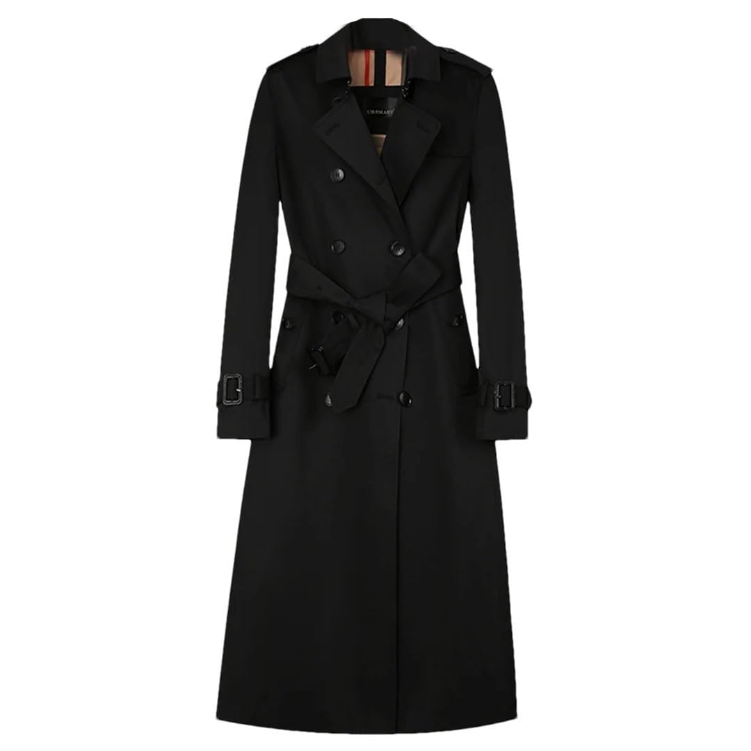 Giacca a vento da donna lunga al ginocchio trench doppiopetto in cotone England Check Fodera Trench classico sartoriale