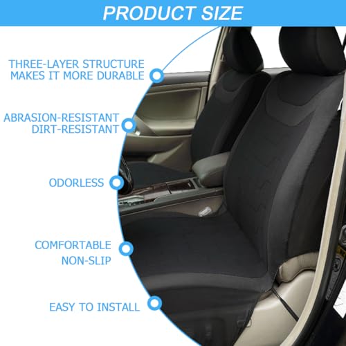TNAIYH Car Seat Covers Full Sets, Breathble Polyester Cloth Vehicle Front & Rear Seat Protectors, Split Bench Automotive Interior Covers Accessories, Universal for Sedan SUV Truck (Black)