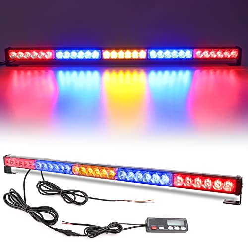 Le-Jx 30" Rear Led Offroad Chase Emergency Strobe Light Bar, 17 Flashing Modes, With Reverse/Brake/Turn Signal Lights,For Utv, Atv, Polaris Rzr Xp 1000 900, Side By Sides, 4X4, Trophy Truck(R-B-Y-B-R) #TOP1