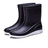 Laple Mens Rain Boots Slip On Non-Slip Waterproof Rubber Ankle Boots Rain Shoes (Black 2,9)