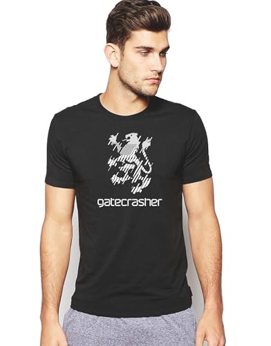 Gate Crasher T-Shirt Music House Dance Rave DJ Nightclub Clubbing (UK, Alpha, XL, Regular, Regular, Standard, Black)