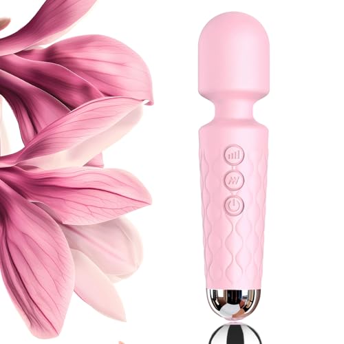 KELITE Personal Massager Wand 8 Speeds 20 Modes Handheld Vibration Cordless Portable Waterproof Massager Quiet Mini for Muscle Aches Back Pain & Sports Recovery for Women (Pink)