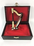 ALANO modelo de arpa en miniatura de 14 cm con caja de regalo Mini adorno decorativo para instrumentos musicales con caja de cuero