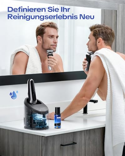 Wiederverwendbare Reinigungskartusche mit 70ml Reinigungslösung 7-monatiger Vorrat für Braun Clean & Renew CCR, Ersatz-Rasierer-Reinigungslösung für Clean&Charge Reinigungssystem, Alkoholfre