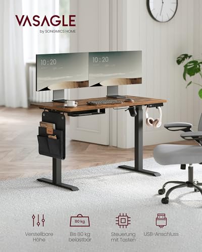 VASAGLE Höhenverstellbarer Schreibtisch elektrisch, 120 x 60 cm – Ansicht 2