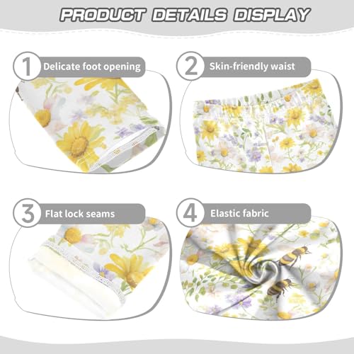 KLL Honey Bees Daisy Toddler Girls' Athletic Leggings Comfortable High Waisted Workout Pants Gym3
