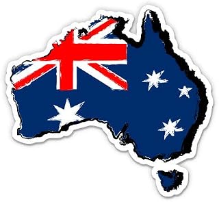 Australia Austrlian Flag Country Shape - 3" Vinyl Sticker - for Car Laptop Water Bottle Phone - Waterproof Decal